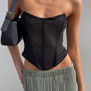 Princess Polly Black Strapless Crop Top